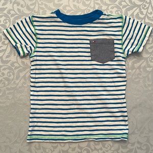 Tommy Hilfiger Boys T-shirt Size 4 White With Blue Stripes